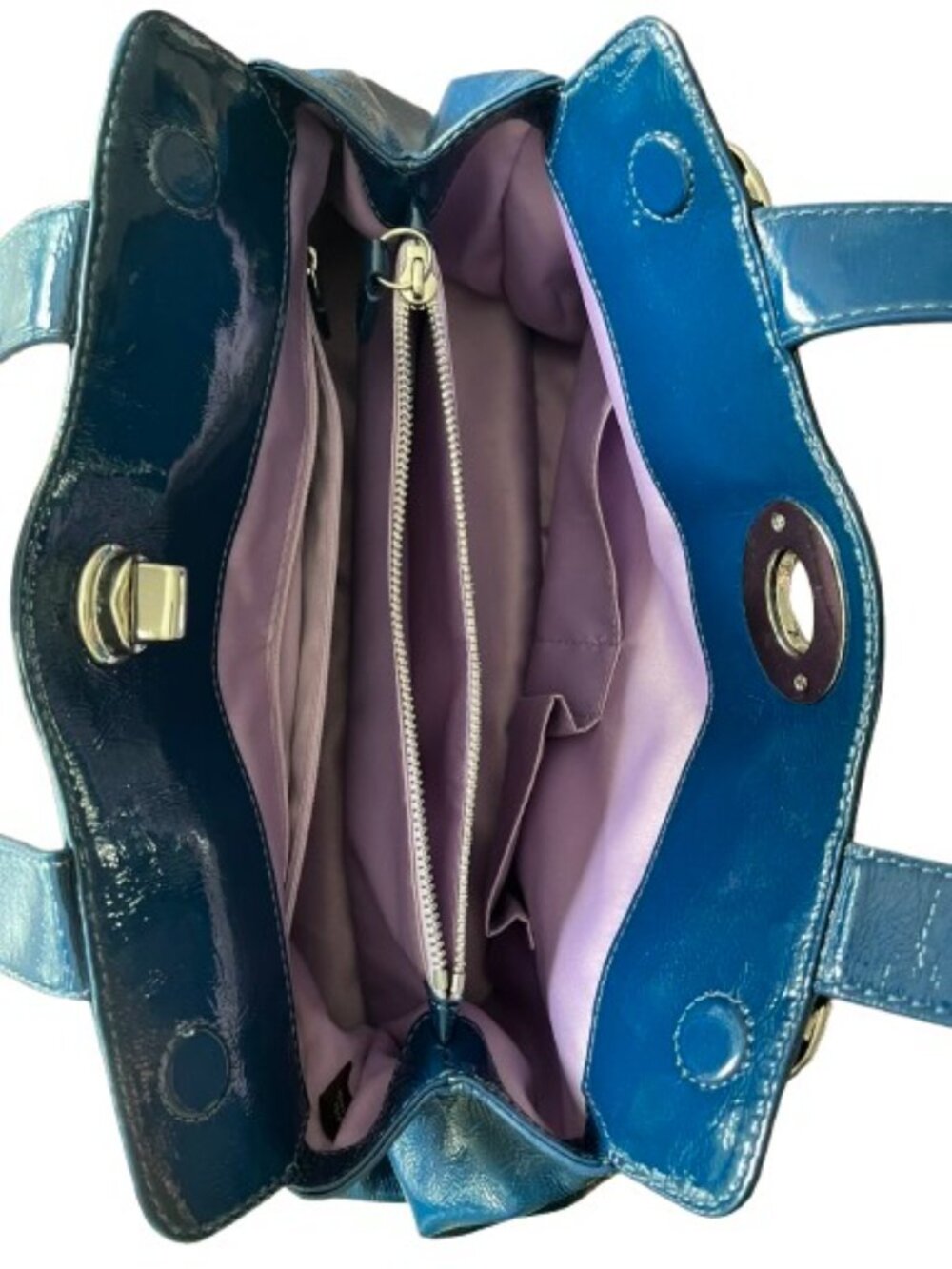 Coach Garnet Cobalt Blue Patent Leather Satchel 13926 NWOT - Picture 5 of 12